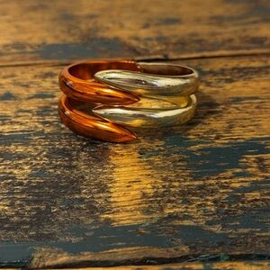 Two-Tone Silver and Copper Colored Clasp Bracelet